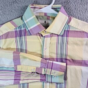 Southern Pines Shirt Men Small Button Up Long Sleeve Yellow‎ Plaid - Pls Read